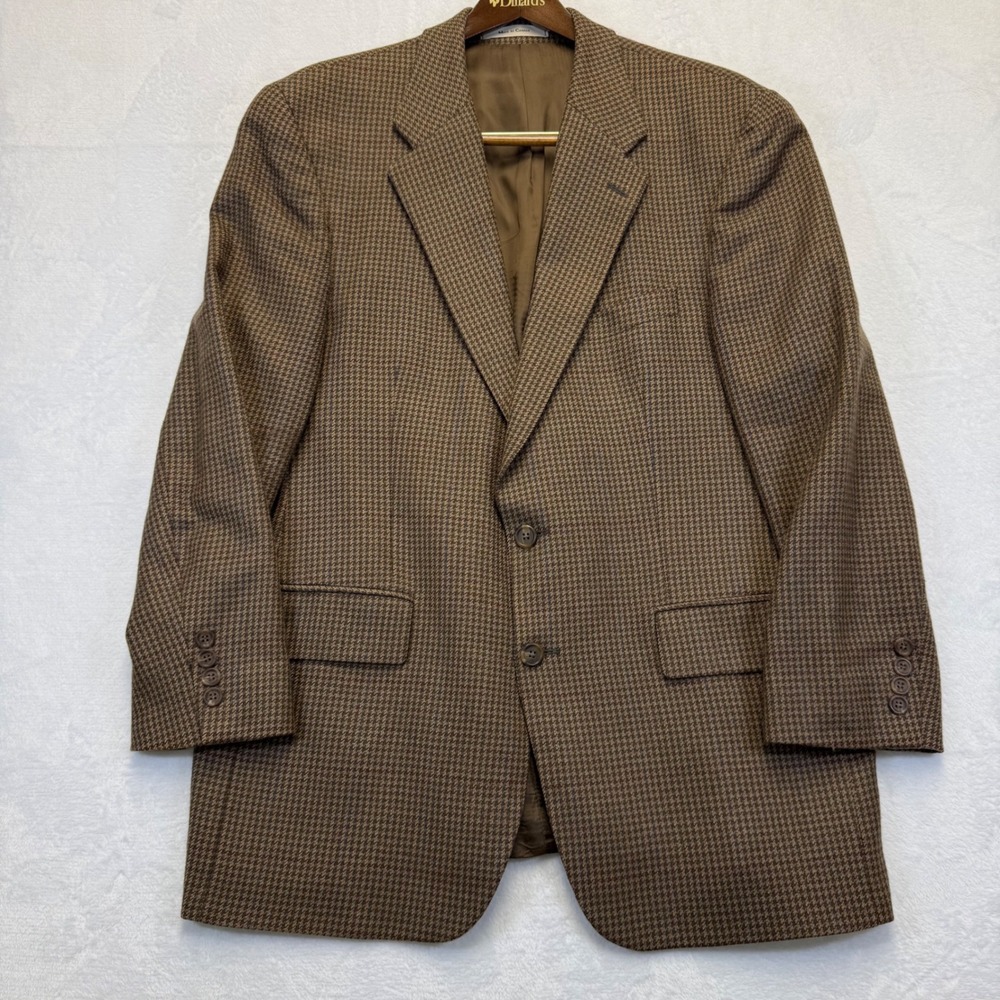 Ralph Ralph Lauren Mens 42R Brown Houndstooth Wool Blazer Sport Coat Canada Made